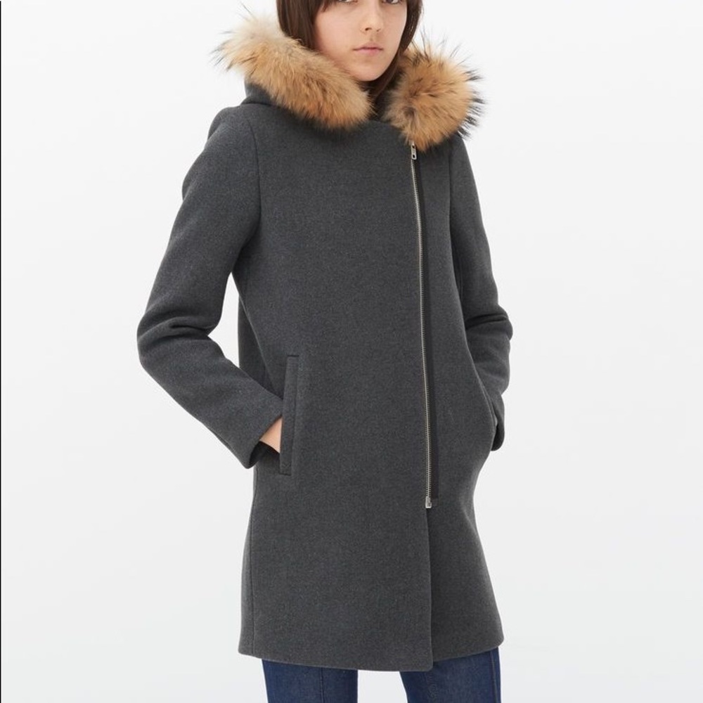 Sandro Mary Fur Hooded Coat